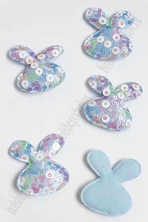 Патч с крупными пайетками &quot;Зайка&quot; 50*45 мм (10 шт) SF-2975, голубой